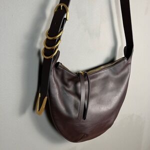 Rag Bone Crossbody Bag Brown Leather Med Spire Minimalist Crescent Clean Girl